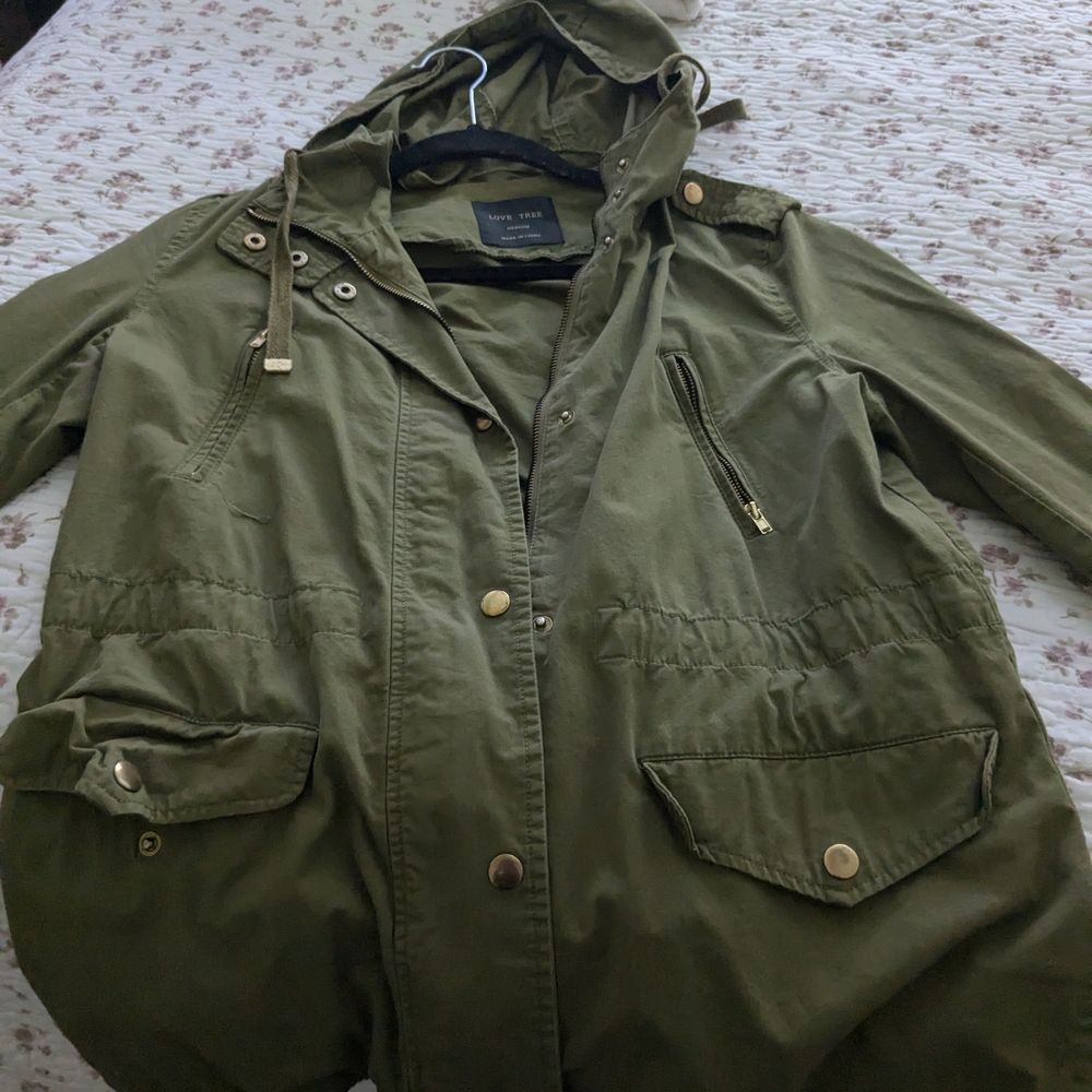 Olive Green Hooded Women's Jacket